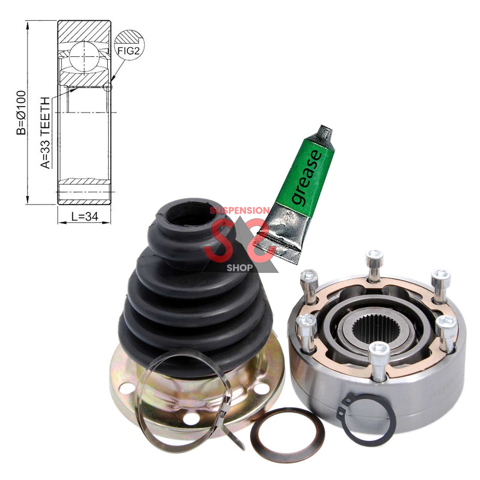 Transmission Side Joint Kit, Drive Shaft Suit VW Tiguan 2.0 TSI 4motion